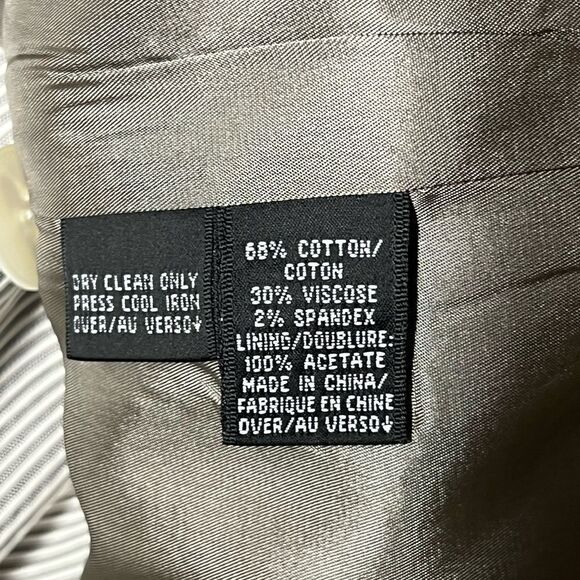 NWT Ellen Tracy Grey White Pinstripe Cotton Blend Jacket Blazer Womens 14 $448 - Picture 7 of 8